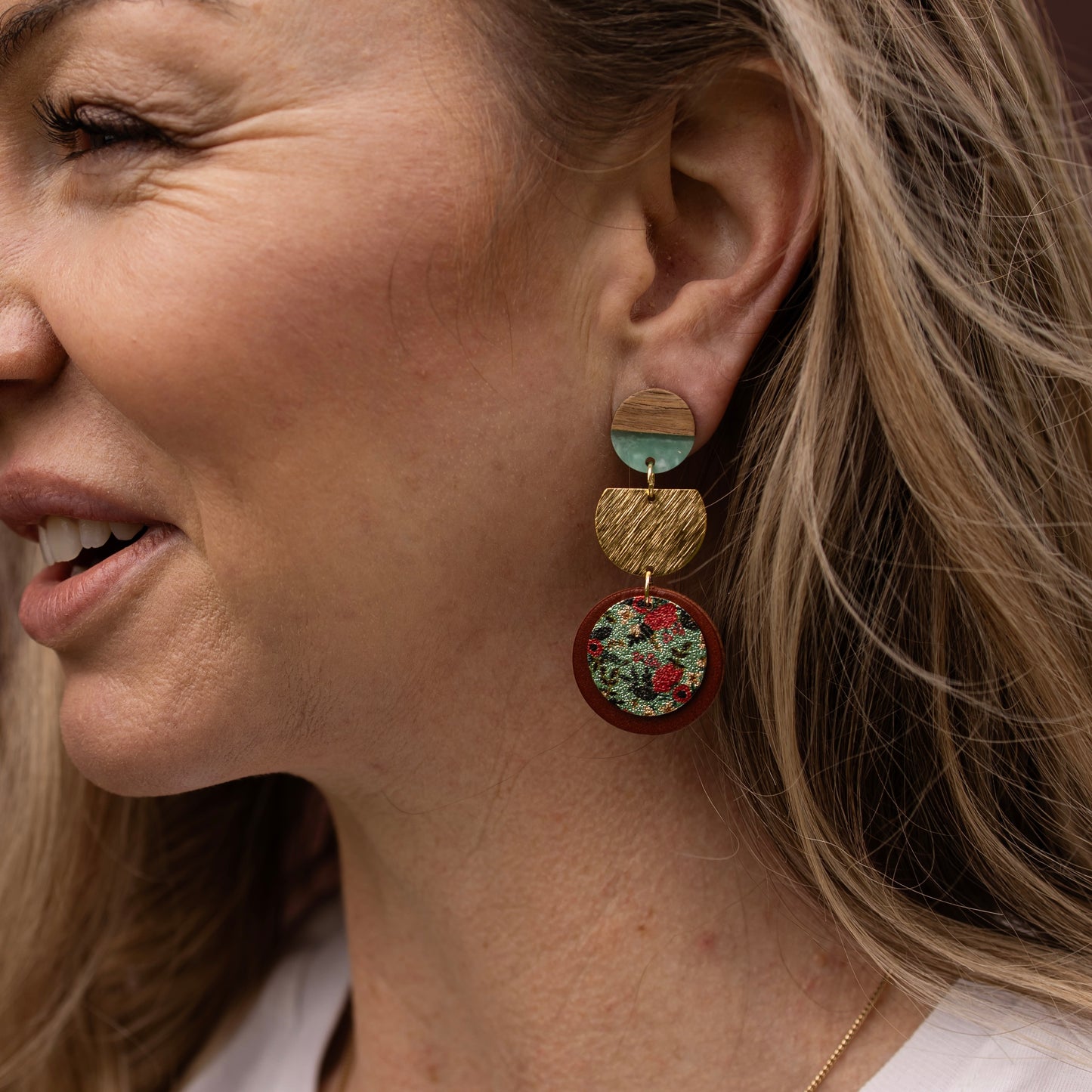 Pendant Earring - Turquoise Floral