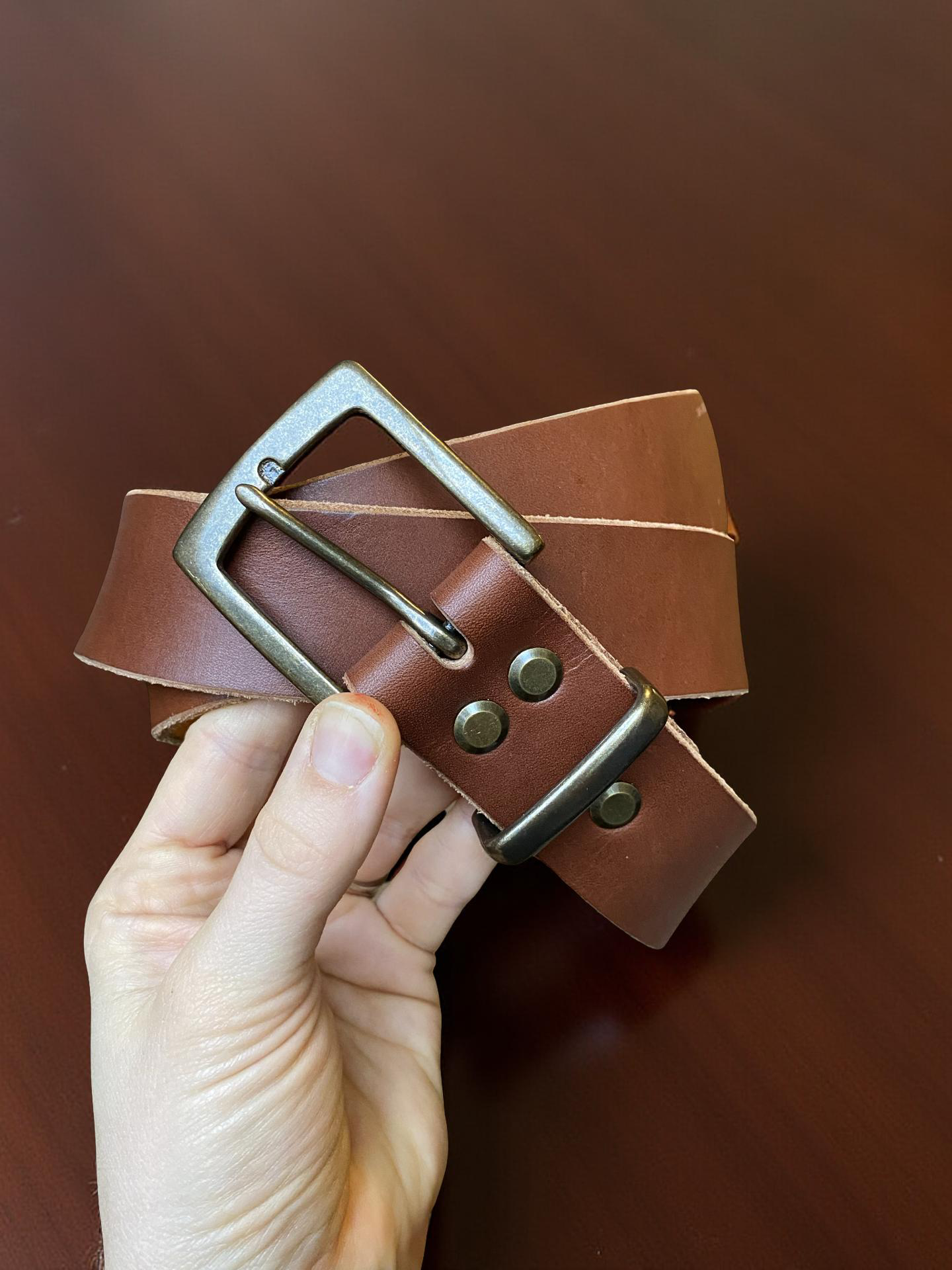 The Samson Belt - medium brown and raw edges