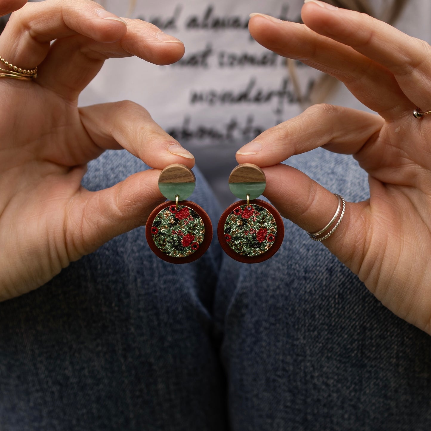 Pendant Earring - Turquoise Floral