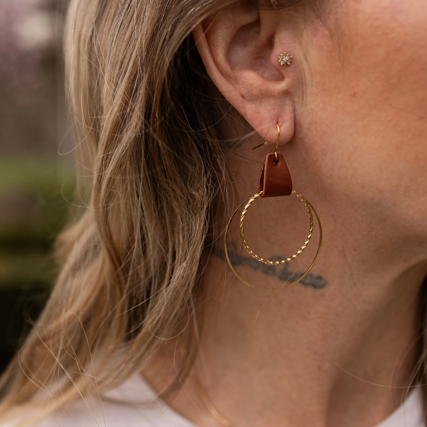 Double Roped Gold Hooped Earring