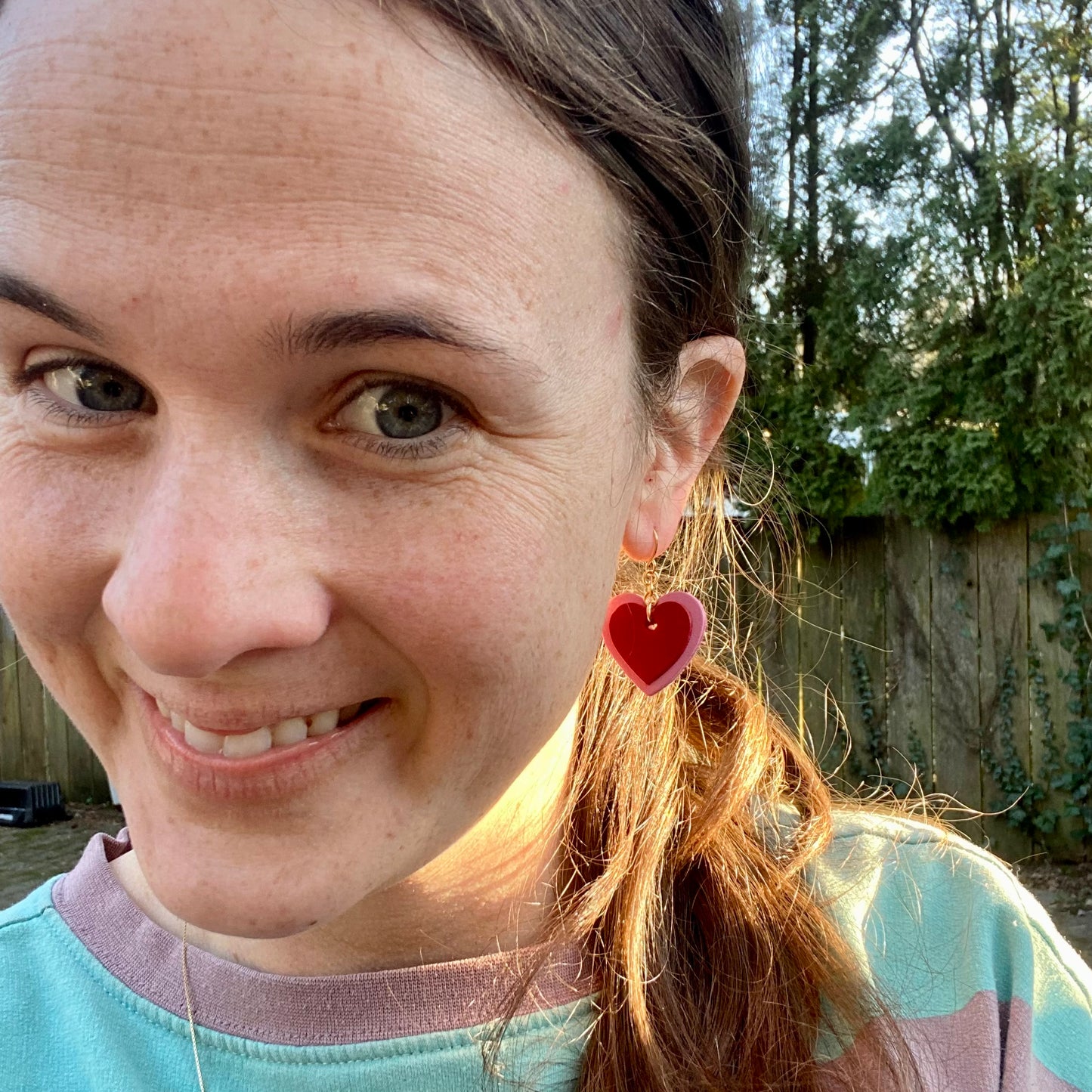 Double Heart Leather Earrings