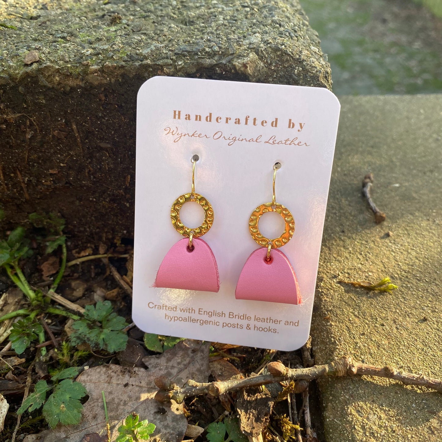Half Oval Dangle Earring - PINK