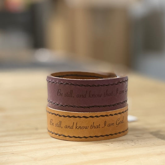 Psalm 46:10 Leather Bracelet